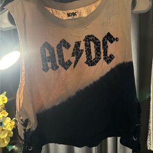 AC/DC Leopard Print Logo Tank in Black and Cream